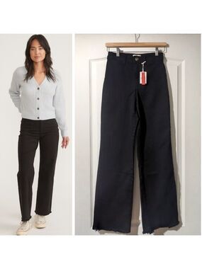 Marine Layer | Bridget Full Length Raw-Hem Pant In Black